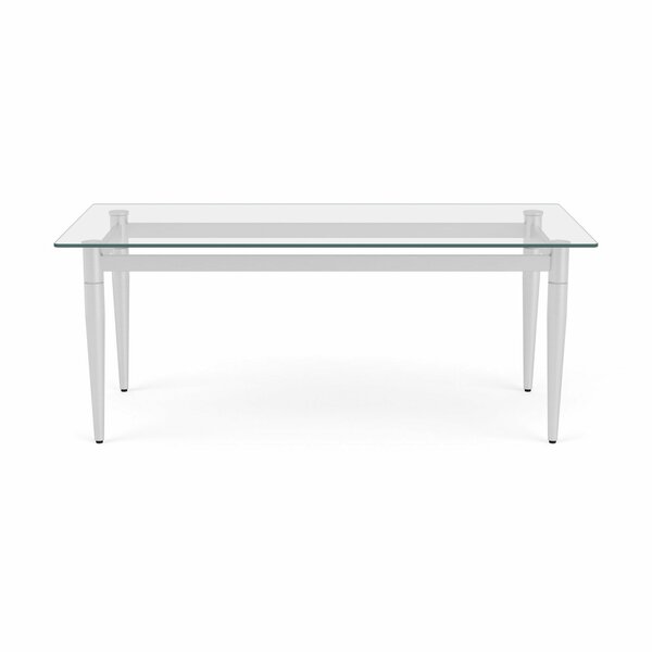 Lesro Siena Lounge Reception Coffee Table 40x20in Glass Top, Brushed Steel SN0840